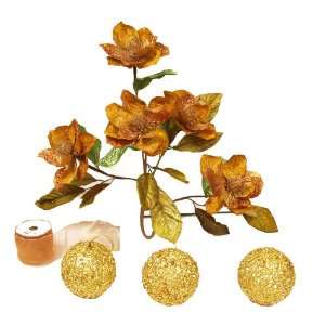    Gold Sparkle Magnolia Holiday Decorating Set WR4570