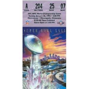  Super Bowl 26 Ticket January 26, 1992