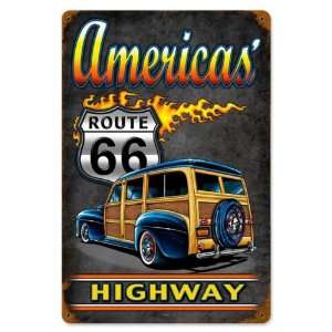  America Highway Woody Automotive Vintage Metal Sign 