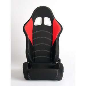  Cipher Auto Black & Red Cloth Universal Racing Seats (Two 