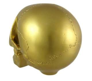 Metallic Gold Finish Human Skull Statue Figure  