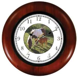  Mare & Foal Shetland Pony Horses (JP6) Wooden Wall Clock 