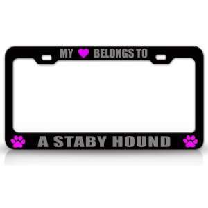 MY HEART BELONGS TO A STABY HOUND Dog Pet Steel Metal Auto 