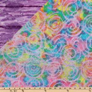  42 Wide Double Sided Quilted Batik Swirls Purple/Yllw 