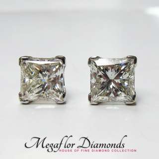94 ct Princess Cut Diamond Stud Earrings 14k White Gold  