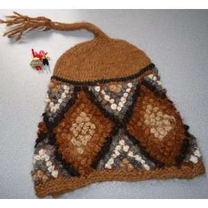  CHULLO WOMAN ALPACA RUSTIC CAMEL with GIFT made in PERU 