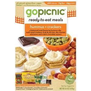 GoPicnic Ready to Eat Meals, Hummus + Crackers, 4.4 oz, 6 ct (Quantity 