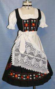   LONG / BLACK German Trachten Oktoberfest DIRNDL Dress MATHILDA 4 XS