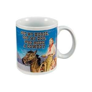   Horse Dog WHO Needs COWBOY Coffee mug cup New
