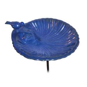  Ceramic Shell Bird Bath / Lavender w/ Stake