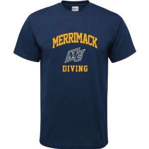  Merrimack Warriors Navy Youth Diving Arch T Shirt Sports 