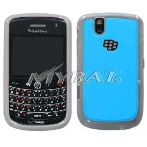  Solid Blue/Transparent Clear Gummy Cover for BlackBerry 