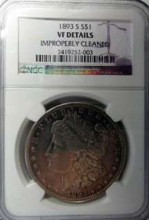 1893 S MORGAN DOLLAR NGC VF, INSIGNIFICANT CLEANING, A VERY NICE COIN 