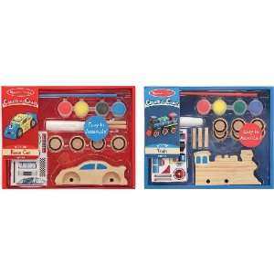  Melissa & Doug Decorate Your Own Train and Race Car Toys 