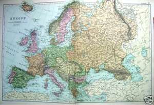 EUROPE 1895 original antique map  