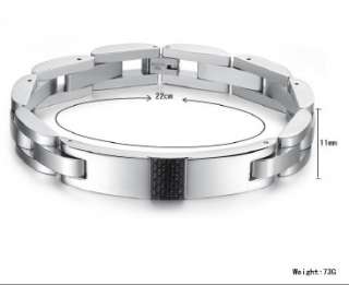 JB12 Men Stainless Steel Carbon Fiber Bangle Bracelet  