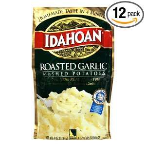 Idahoan Mashed Potatoes, Roasted Garlic, 4 Ounce Package (Pack of 12 
