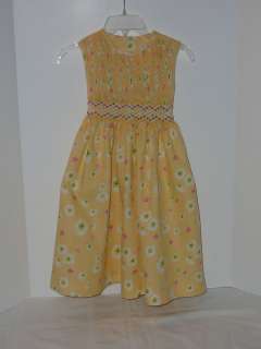 LULI & ME Smocked Portrait Cotton Yellow Spring Girl Dress size 6 