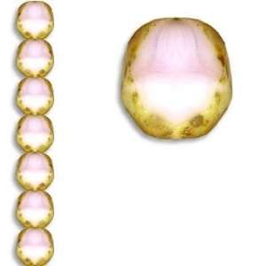  10mm Beveled Coin Persian Rose Czech Glass Beads Arts 