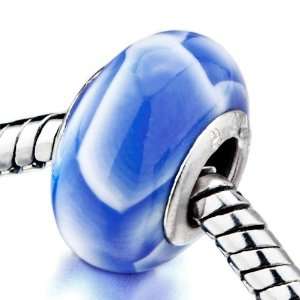  White Pale Blue Irregular Shapes Beads Fits Pandora Charm 