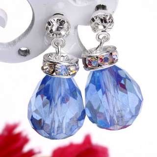 10/Colors Crystal Glass* Dangle Ear Stud Earrings 1Pair  
