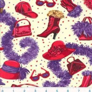  45 Wide Red Hot Mamas Hats & Shoes Fabric By The Yard 