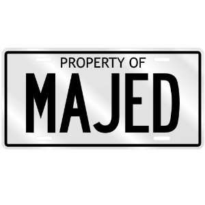 PROPERTY OF MAJED LICENSE PLATE SING NAME 