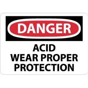 Danger, Acid Wear Proper Protection, 10X14, Adhesive Vinyl  