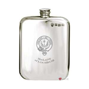  Maclaine Of Lochbuie Clan Crest Pewter Hip Flask 6oz 