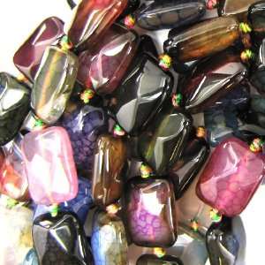  15x20mm faceted multicolor agate rectangle beads 16