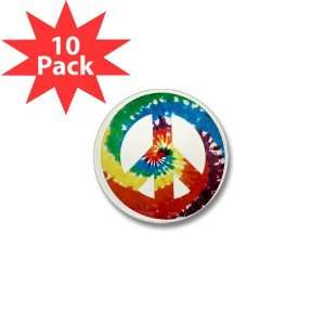  Mini Button (10 Pack) Rainbow Tye Dye Peace Symbol 
