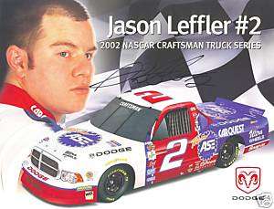 2002 JASON LEFFLER #2 TEAM ASE CTS POSTCARD SIGNED  