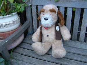 VINTAGE CLYDE DOG PLUSH DOLL TOY WITH LEATHER JACKET  