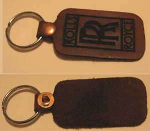 Old style Rolls Royce Branded Brown Leather Key Fob Keychain  