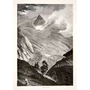  1891 Wood Engraving Piz Languard Livigno Range Mountain 