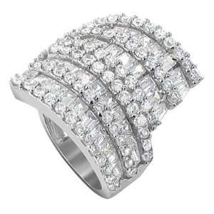   Silver Band Baguette Cubic Zirconia Journey Ring Size 7 Jewelry