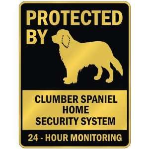 PROTECTED BY  CLUMBER SPANIEL HOME SECURITY SYSTEM  PARKING SIGN DOG