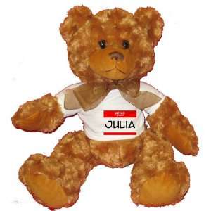  HELLO my name is JULIA Plush Teddy Bear with WHITE T Shirt 