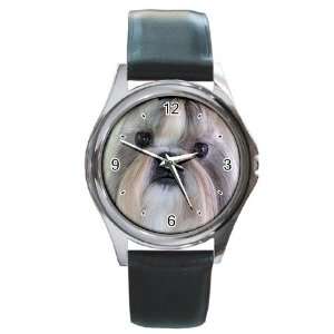 Lhasa Apso Round Leather Watch CC0719