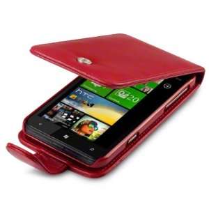   LEATHER FLIP CASE   RED, WITH QUBITS BRANDED MICROFIBER CLEANING CLOTH