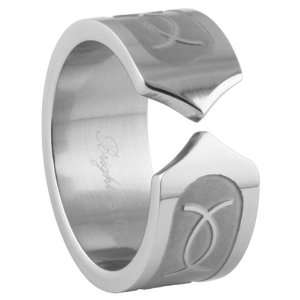   Steel 316L Polished Ring with Laser cut Designs   9mm size5 Jewelry