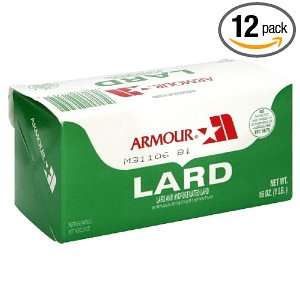 Armour Lard, 16 Ounce Packages (Pack of 12)  Grocery 