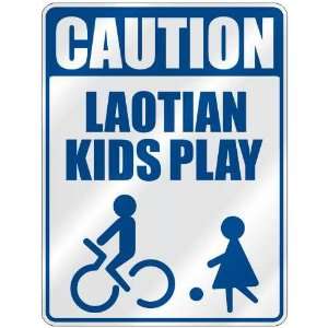   CAUTION LAOTIAN KIDS PLAY  PARKING SIGN LAOS