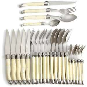  LeBrun French Laguiole Style Cutlery, Set of 24, Ivory 