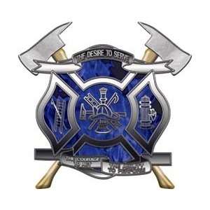  Desire To Serve Firefighter Decals with Axes Inferno Blue 