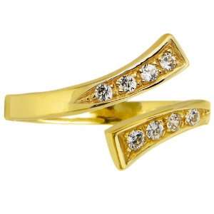 Solid 14K Yellow Gold Cubic Zirconia Classic Toe Ring 