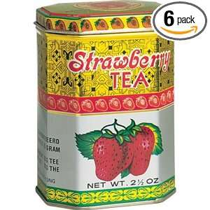 Roland Kwong Sang Tea, Strawberry, 2.5 Ounce Tins (Pack of 6)  