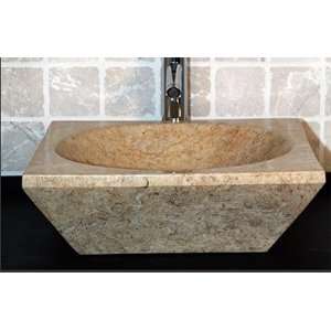  Cantrio Koncepts Yellow Marble Stone Lavatory Sink RS 010 