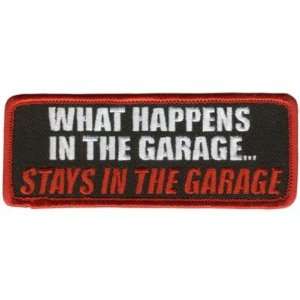  WHAT HAPPENS IN THE GARAGE Funny Biker FUN Vest Patch 