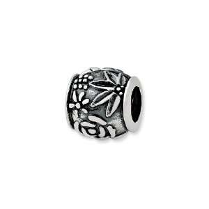 Tropical Flower, Bali Charm in Silver for Pandora and 3mm Bracelets